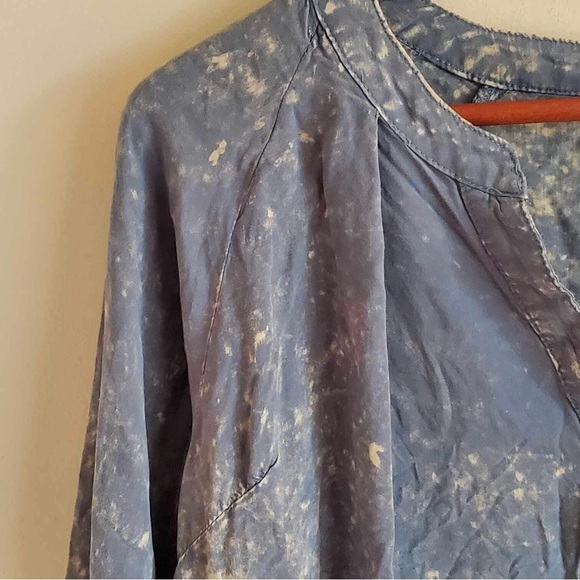 UMGEE Blue Long Sleeve Acid Wash Tunic Top Oversized Size Medium - Picture 2 of 6